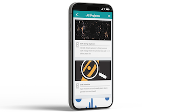Picture of mobile phone with Zooniverse app